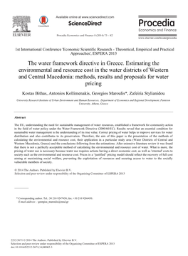 The Water Framework Directive in Greece. Estimating The