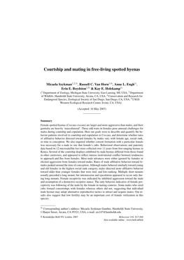 Courtship and Mating in Free-Living Spotted Hyenas