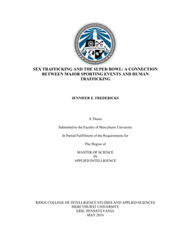 Sex Trafficking and the Super Bowl: a Connection Between Major Sporting Events and Human Trafficking