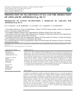 PROSPECTION of FILAMENTOUS FUNGI and the PRODUCTION of AMYLASE by ASPERGILLUS Sp. M1.7.2