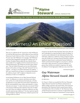 Wilderness? an Ethical Question?