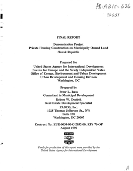 FINAL REPORT Demonstration Project Private Housing