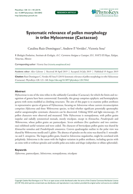Systematic Relevance of Pollen Morphology in Tribe Hylocereeae (Cactaceae)