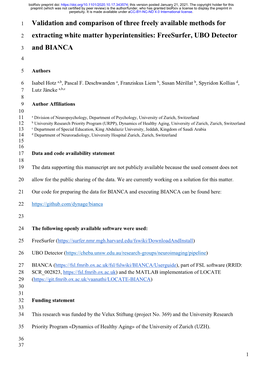 Validation and Comparison of Three Freely Available Methods For