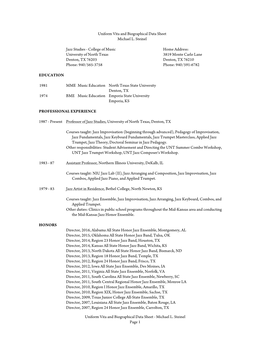 Uniform Vita and Biographical Data Sheet Michael L