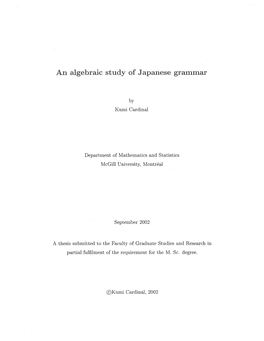 An Algebraic Study of Japanese Grammar