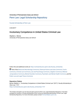 Involuntary Competence in United States Criminal Law