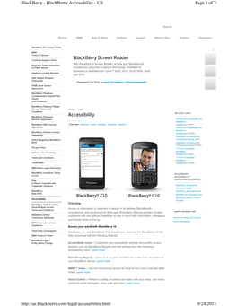 Accessibility Blackberry Screen Reader Page 1 of 2 Blackberry