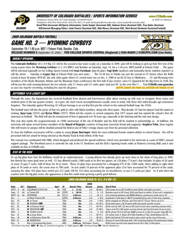 Game NO. 3 — WYOMING COWBOYS September 19 / 1:40 P.M