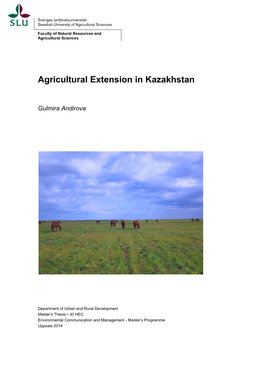 Agricultural Extension in Kazakhstan