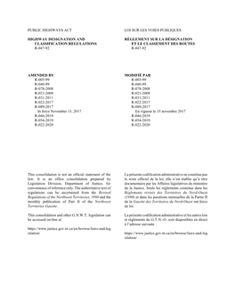 Highway Designation and Classification Regulations