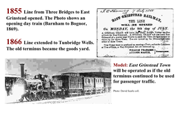 1855 Line from Three Bridges to East Grinstead Opened. the Photo Shows an Opening Day Train (Barnham to Bognor, 1869)