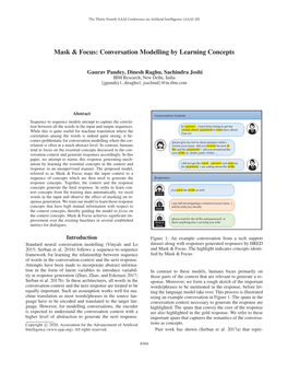 Mask & Focus: Conversation Modelling by Learning Concepts