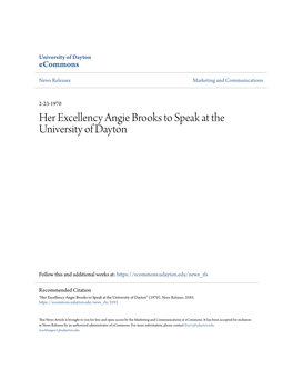 Her Excellency Angie Brooks to Speak at the University of Dayton