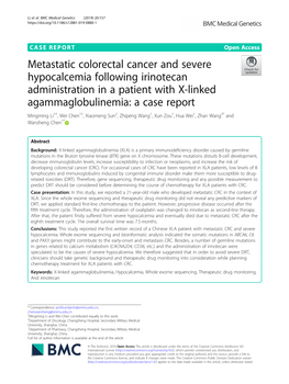 Metastatic Colorectal Cancer and Severe Hypocalcemia Following