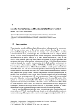 Muscle, Biomechanics, and Implications for Neural Control Lena H