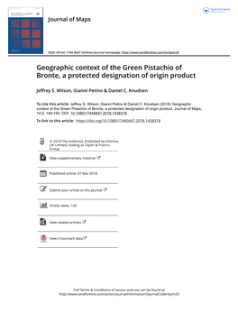 Geographic Context of the Green Pistachio of Bronte, a Protected Designation of Origin Product