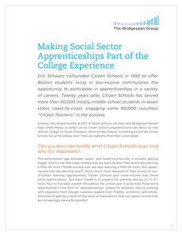 Making Social Sector Apprenticeships Part of the College Experience