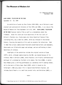 ALAN CLARKE: TELEVISION on the EDGE September 16 - 30, 1994