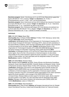 Verordnung Vom 8. Juni 2012 Über Massnahmen Gegenüber Syrien (SR 946.231.172.7), Anhang 7 Origin: EU Sanctions: Art