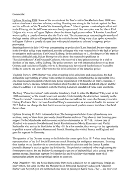 Hjalmar Branting 1909: Some of the Events About the Tsar's Visit to Stockholm in June 1909 Have Not Received Much Attention in History Writing