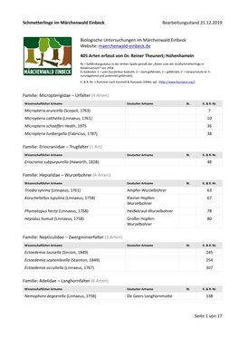 Schmetterlinge Im Märchenwald Einbeck Bearbeitungsstand 31.12.2019 Seite 1 Von 17 Biologische Untersuchungen Im Märchenwald Ei