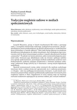 Tradycyjne Rozgłośnie Radiowe W Mediach Społecznościowych 41