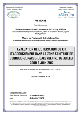 Evaluation De L'utilisation Du Kit D