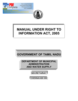 Municipal Administration and Water Supply