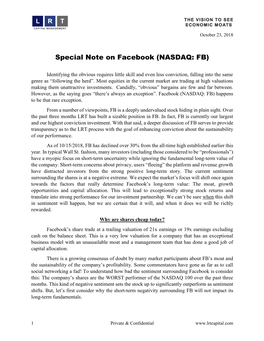 Special Note on Facebook (NASDAQ: FB)