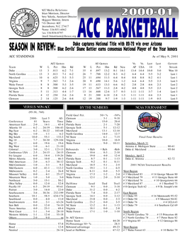 VERSUS NON-ACC by the NUMBERS NCAA TOURNAMENT (95-30, .760) Field Goal Pct