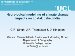 Hydrological Modelling of Climate Change Impacts on Loktak Lake, India