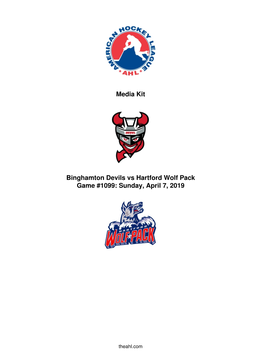 Media Kit Binghamton Devils Vs Hartford Wolf Pack Game #1099