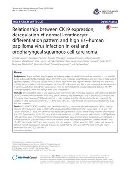 Relationship Between CK19 Expression, Deregulation of Normal