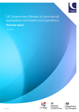 UK Government Review of Commercial Spaceplane Certification and Operations Technical Report