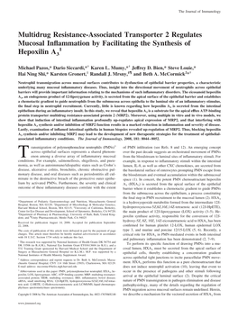 3 Facilitating the Synthesis of Hepoxilin a 2 Regulates Mucosal Inflammation by Multidrug Resistance-Associated Transporter