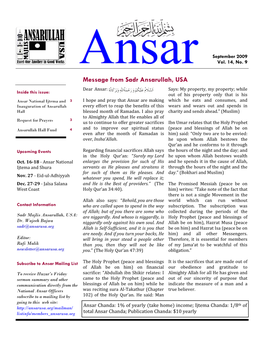 Ansar Newsletter Can Be Accessed at Ansarusa.Org/Newsletter.Htm