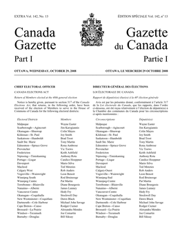 Canada Gazette, Extra