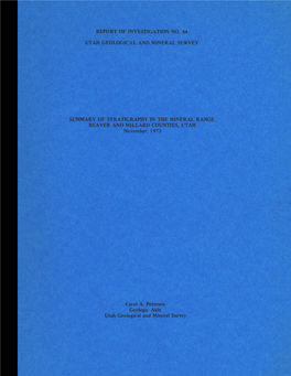 Report of Investigation No. 84 Summary of Stratigraphy in the Mineral Range