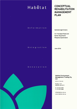 Conceptual Rehabilitation Management Plan (CRMP) - Gainsborough Greens, Title Cnr Yawalpah Rd and Kerkin Rd Nth, Pimpama, Queensland Client Mirvac Pacific Pty Ltd