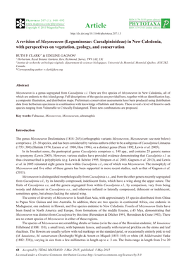 A Revision of Mezoneuron (Leguminosae: Caesalpinioideae) in New Caledonia, with Perspectives on Vegetation, Geology, and Conservation