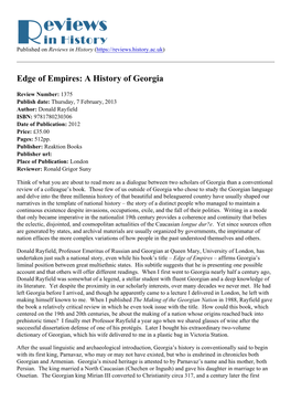 Edge of Empires: a History of Georgia