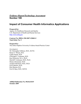 Impact of Consumer Health Informatics Applications: Evidence