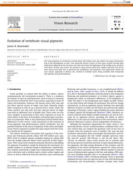 Evolution of Vertebrate Visual Pigments Vision Research