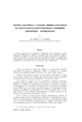 Estudio Anatomico Y Algunas Resenas Ecologicas De Godiva Banyulensis (Portmann Y Sandmeier) (Gastropoda : Nudibranchia)