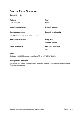 Peat Database Results Somerset