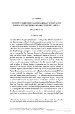 Education Is Education”: Contemporary Muslim Views on Muslim Women’S Education in Northern Nigeria