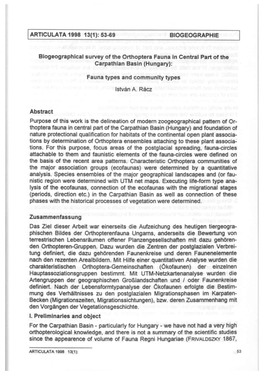 ARTICULATA 1998 13(1): 53-69 BIOGEOGRAPHIE Biogeographical