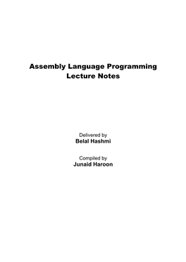 Assembly Language Programming Lecture Notes