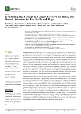 Fermenting Bread Dough As a Cheap, Effective, Nontoxic, and Generic Attractant for Pest Snails and Slugs